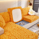 Flower Pattern Jacquard Fleece Stretch Sofa Cover, Non-Slip L-Shaped Couch Cushion Covers for Pets