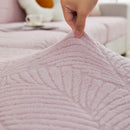 Cozy Plush Coral Fleece Sofa Cushion Slipcovers, Stretch Leaves Cushion Covers, Furniture Slipcovers
