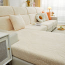 Cozy Plush Coral Fleece Sofa Cushion Slipcovers, Stretch Leaves Cushion Covers, Furniture Slipcovers