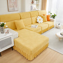 Sofa Seat Cover, Sunflower Patterned Elastic Skirted Couch Cushion Covers for 1/2/3/4-Seater Sofas