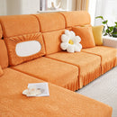 Sofa Seat Cover, Sunflower Patterned Elastic Skirted Couch Cushion Covers for 1/2/3/4-Seater Sofas