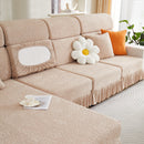 Sofa Seat Cover, Sunflower Patterned Elastic Skirted Couch Cushion Covers for 1/2/3/4-Seater Sofas