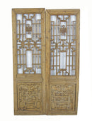 Two Antique Chinese Wood Screen Panels