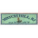 Watch Hill, RI Mermaid Green Latitude Longitude | Wall Art Print on Real Wood
