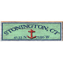 Stoneington, CT Anchor Green Latitude Longitude | Wall Art Print on Real Wood