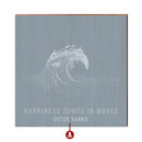 Coastal Happiness Comes In Waves Navy Wood Wall Art Print