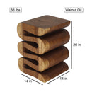 Haussmann Wood Wave Verve Accent Snake Table 14x14x20 in Height Walnut Oil Finish