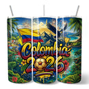 Colombia 2026 Soccer Cup Global Championship 20oz Tumbler With Lid and Stainless Steel Straw, Fans Football Gift Cup