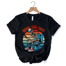 Doing Dad Stuff Skeleton T-Shirt, White and Black Funny Retro Tee for Bold Fathers