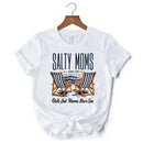 Salty Moms Beach Club T-Shirt, Retro White Tee for Cool Summer Mothers
