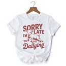 Sorry I'm Late Funny Lamb T-Shirt, Retro Dilly Dallying White and Natural Tee for Quirky Women