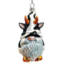 Whimsical Gnome Cow Handblown Glass Christmas Ornament, Cute Holiday Decor