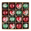 Majestic Winterly Nature Glittered Ornament Bauble Set, Red and Green Balls Bundle with Acorns, Snowflakes, and Spruce Tree Accents