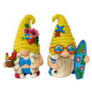 Tropical Beach Gnome Duo Figurine Set, Cute 6" Summer Decoration Garden Statue