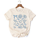Coquette Seashell Summer Vibe T-Shirt, Natural and White Retro Beach Tee Gift for Ocean Lover
