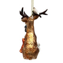 Deer with Lantern Glass Christmas Ornament, Woodland Animal Tree Decor