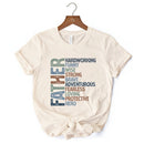 Father Definition T-Shirt, White and Natural Inspirational Tee for Hero Dad