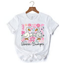 Funny Goose Bumps Floral T-Shirt, White, Natural and Black Sarcastic Goose Tee Gifts