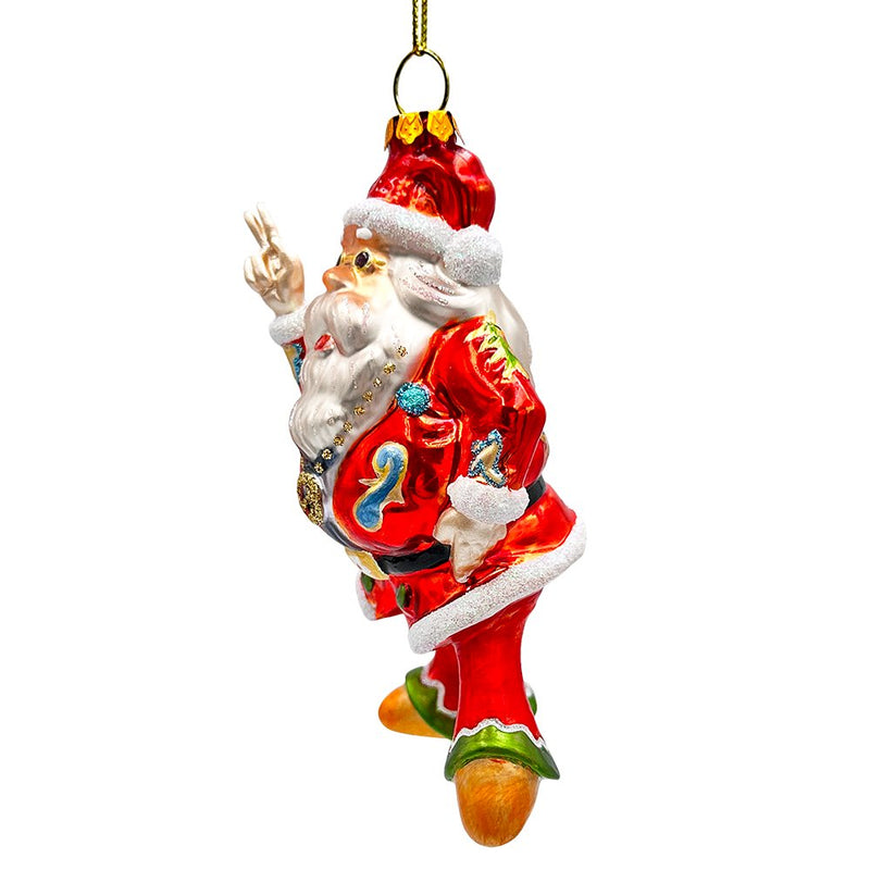 (Pre-Order) Groovy Santa Eclectic Hippie Glass Christmas Ornament, Unique Hippy Tree Decor