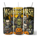 Monster Mash Horror 20oz Personalized Tumbler With Lid and Stainless Steel Straw, Retro Halloween Gift Cup