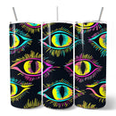 Neon Evil Eye 20oz Personalized Tumbler With Lid and Stainless Steel Straw, Colorful Mystical Protection Gift Cup