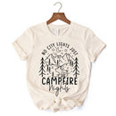 No City Lights Just Campfire Nights T-Shirt, White and Natural Camping Tee for Stargazing Campers