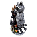 Raccoon Solar Lamp Garden Statue, 9" Lighted Animal Figurine Outdoor Decor