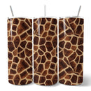 Safari Giraffe Print 20oz Personalized Tumbler With Lid and Stainless Steel Straw, Stylish Wildlife Gift Cup