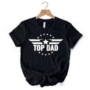 Top Dad Military Star T-Shirt, White and Black Patriotic Tee for Heroic and Proud Fathers