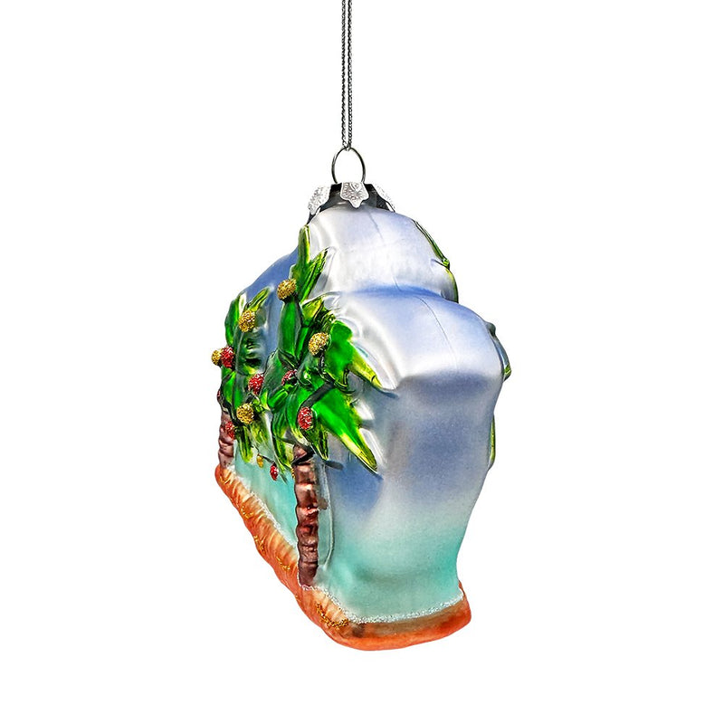 (Pre-Order) Merry Beachmas Christmas Palm Tree Glass Ornament, Xmas in July Tropical Decor