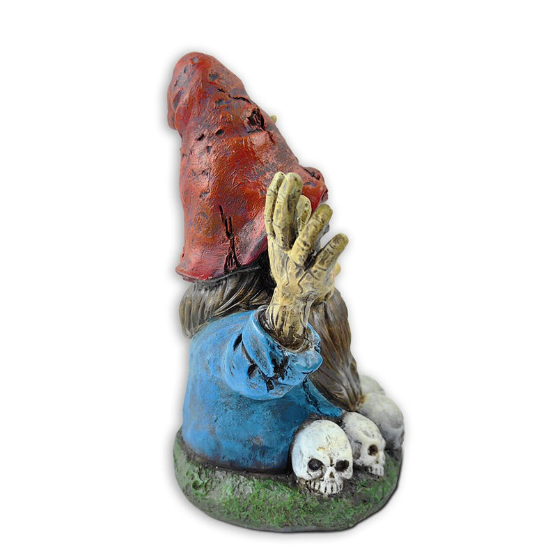 Zombie Gnome Garden Statue, 8" Outdoor Halloween Figurine Yard Decoration