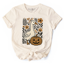 Boho Goose Halloween Pumpkin T-Shirt, Spooky Fall Floral Tee