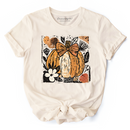 Pumpkin Fall Floral T-Shirt, Thanksgiving Coquette Bow Tee