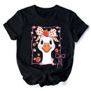 Coquette Goose with Strawberry Bow T-Shirt, Navy, Black and White Cute Tee