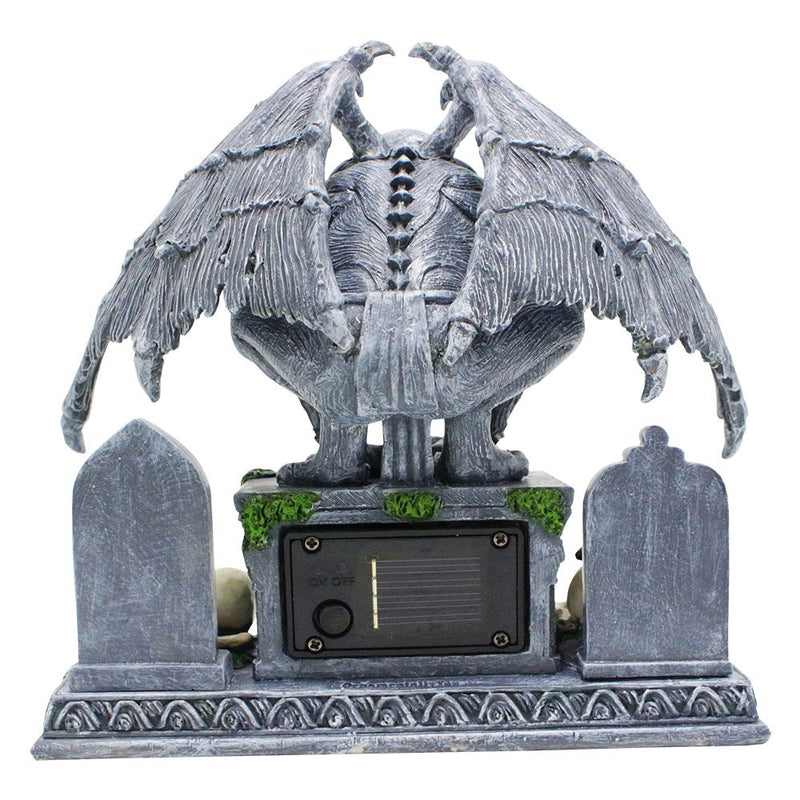 Grave Guardian Gargoyle Figurine, 7" Solar Powered Gothic Halloween Garden Statue