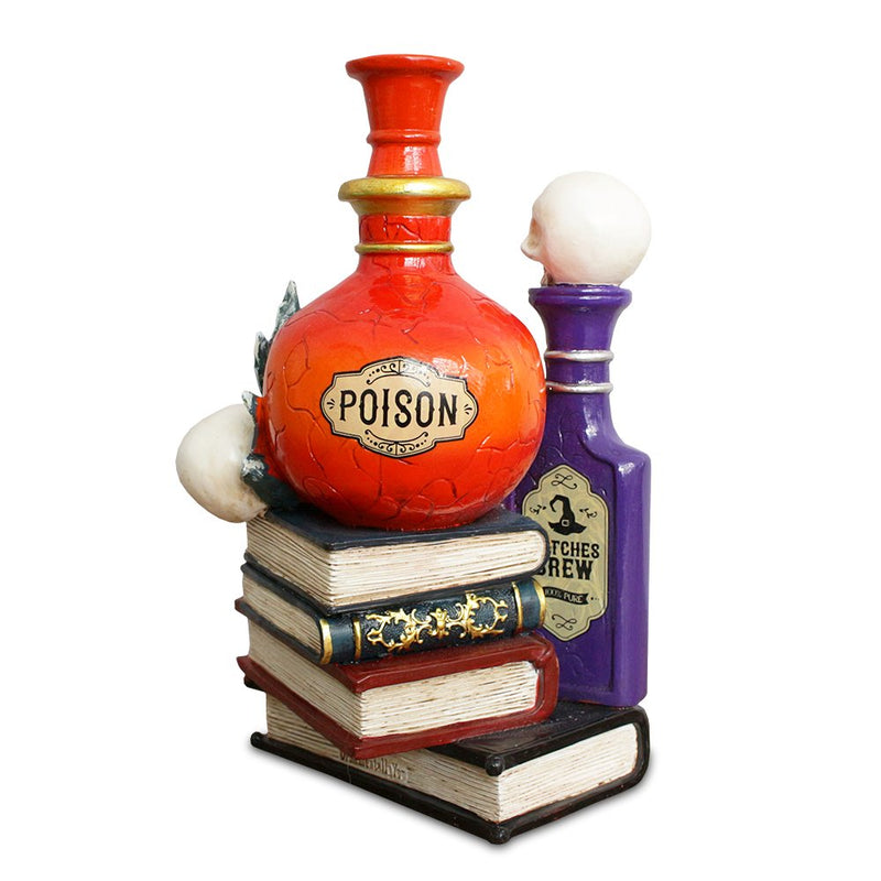 Sorcerer’s Syrups Spooky Lighted Figurine, 8" Potions Poisons and Books Halloween Statue