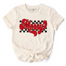 Merry Retro T‑Shirt, Christmas Checkered Tee