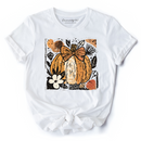 Pumpkin Fall Floral T-Shirt, Thanksgiving Coquette Bow Tee