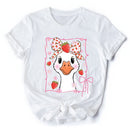 Coquette Goose with Strawberry Bow T-Shirt, Navy, Black and White Cute Tee