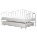 Twin size Modern Industrial White Metal Daybed with Trundle Bed Frame