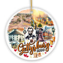 Artistic Historical Gettysburg Town Vintage Ornament, Pennsylvania Battlefield Civil War Heritage and Abe Lincoln