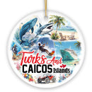 Artistic Turks and Caicos Islands Beach Paradise Ornament, Unique Tropical British Overseas Territories Vacation Souvenir