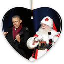 Barack Obama and Santa Claus Vibing Christmas Ornament