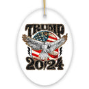 Donald Trump Eagle and US Flag 2024 Retro Art Glitter Ornament