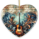 Elegantly Artistic Guitar and Music Sheet Ornament, Guitarist Musician Christmas Gift