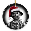 Nightmarish Scarecrow with Santa Hat Ornament, Gift For Unique Halloween Tree Christmas Decor