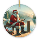 Peaceful Fishing Session with Santa Claus Christmas Ornament, Gift for Anglers