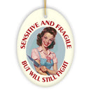 Sensitive and Fragile But Will Still Fight Ornament, Strong and Sweet Retro Homemaker for Bold Home Decor