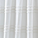 72-inch White Cotton Chenille Stripe Shower Curtain - Machine Washable