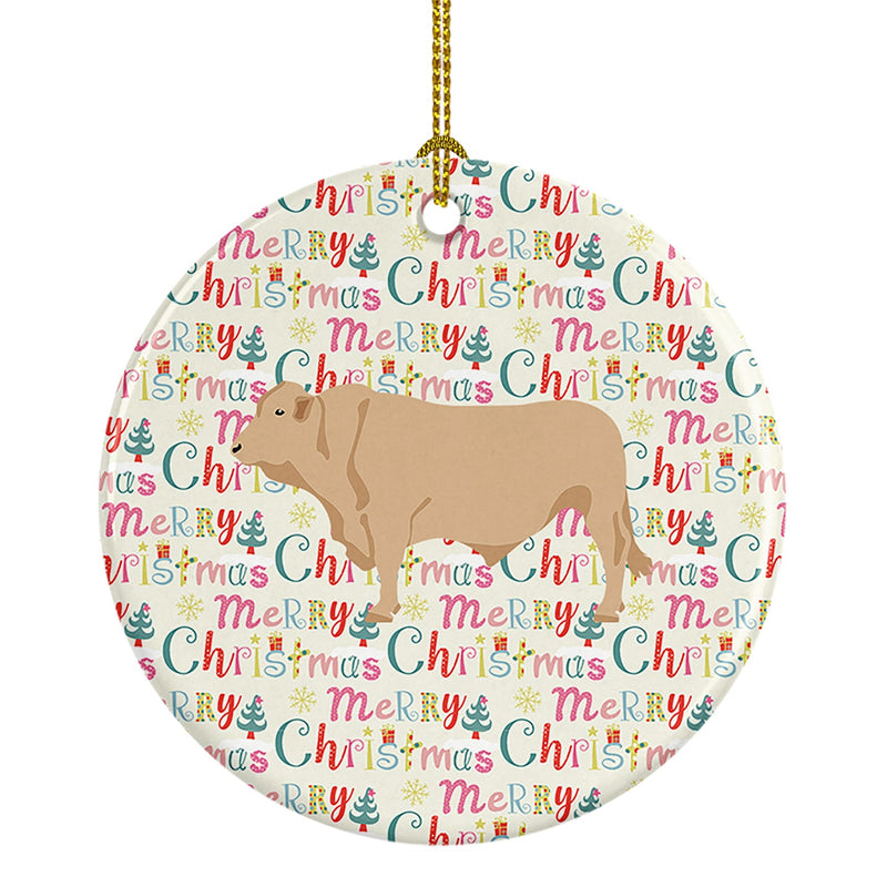 Charolais Cow Christmas Ceramic Ornament